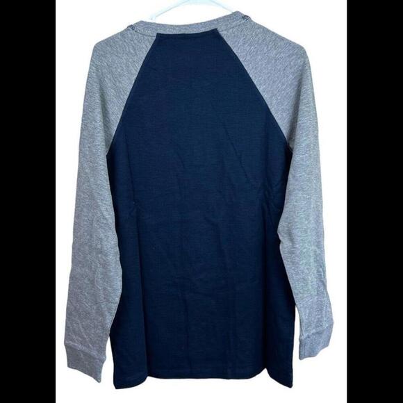 NWT Tailor Vintage Mens Airotec Performance Waffle Henley Shirt Grey/Blue Sz S - Picture 2 of 5
